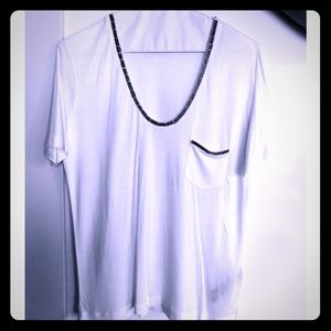 The Kooples white tee with metallic beeding Small